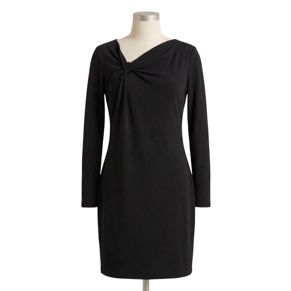 Michael Kors S Black Long Sleeve Dress Knotted Neckline Elegant Old Money